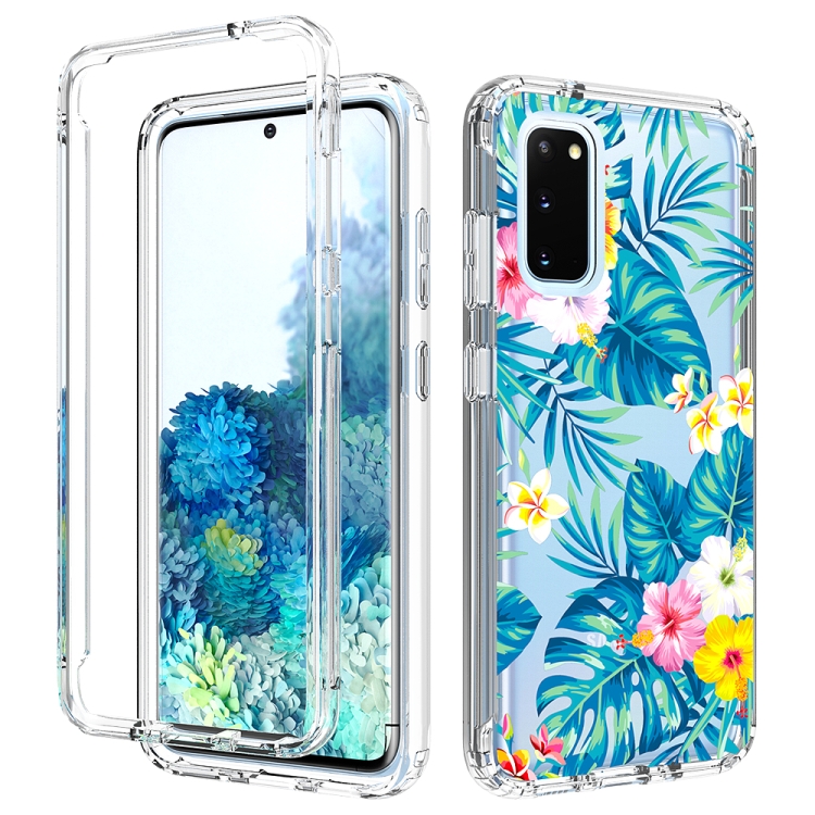 

For Samsung Galaxy S20 2 in 1 High Transparent Painted Shockproof PC + TPU Protective Case(Banana Leaf)