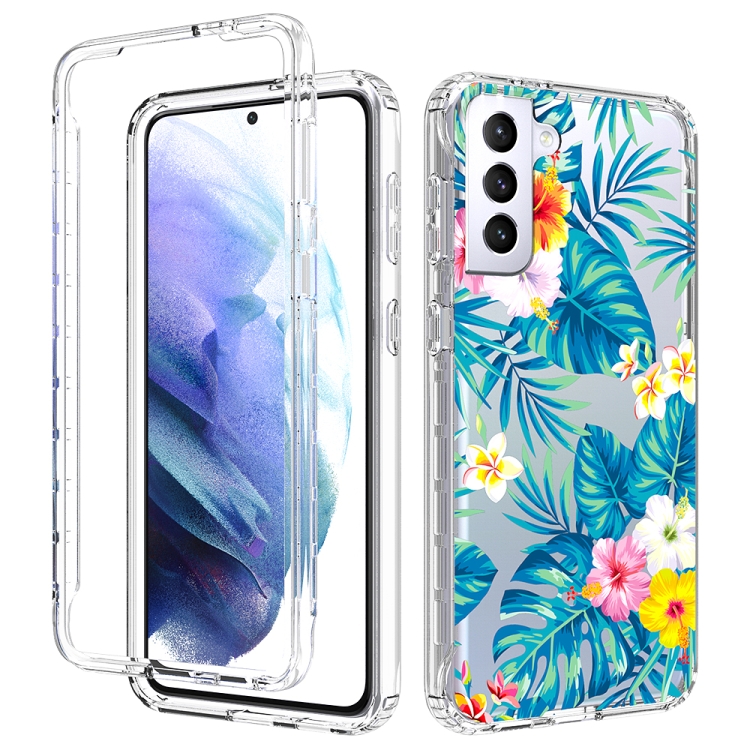 

For Samsung Galaxy S21+ 5G 2 in 1 High Transparent Painted Shockproof PC + TPU Protective Case(Banana Leaf)