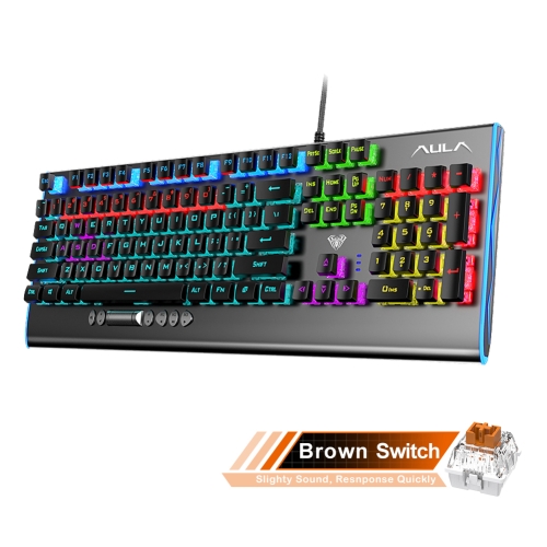 

AULA F2099 104 Keys USB Cool Lighting Mechanical Gaming Keyboard, Brown Shaft