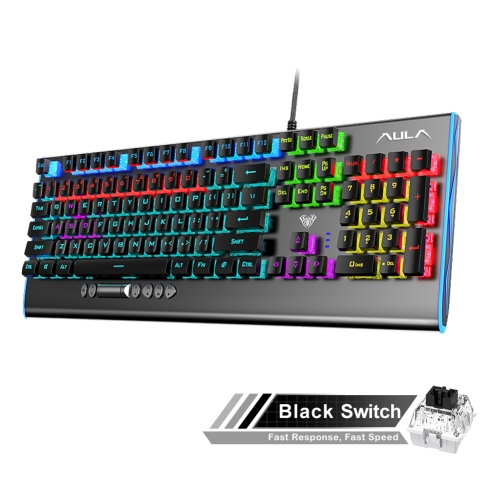 

AULA F2099 104 Keys USB Cool Lighting Mechanical Gaming Keyboard, Black Shaft