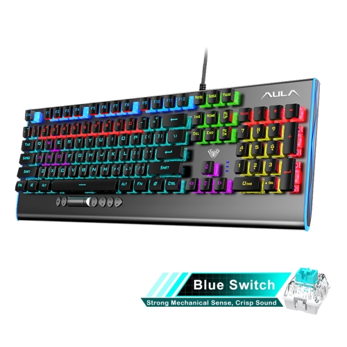 

AULA F2099 104 Keys USB Cool Lighting Mechanical Gaming Keyboard, Blue Shaft