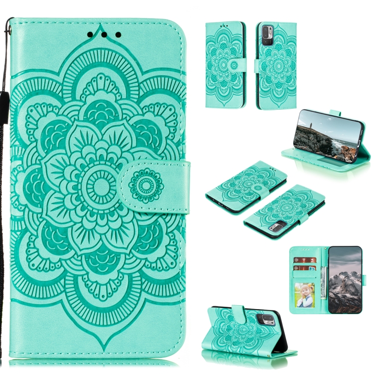 

For OPPO Reno5 Pro 5G Mandala Embossing Pattern Horizontal Flip PU Leather Case with Holder & Card Slots & Walle & Lanyard(Green)