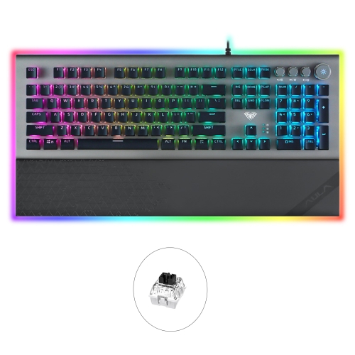 

AULA L2098 108 Keys USB RGB Light Wired Mechanical Gaming Keyboard, Black Shaft(Black)