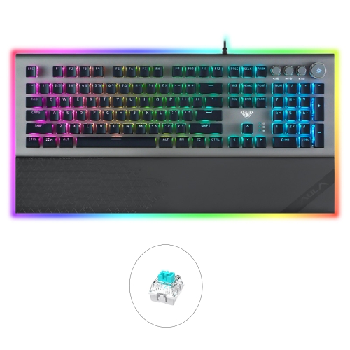 

AULA L2098 108 Keys USB RGB Light Wired Mechanical Gaming Keyboard, Blue Shaft(Black)