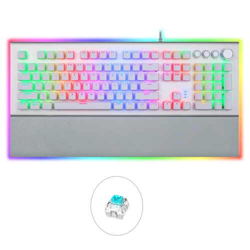 

AULA L2098 108 Keys USB RGB Light Wired Mechanical Gaming Keyboard, Blue Shaft(Silver)