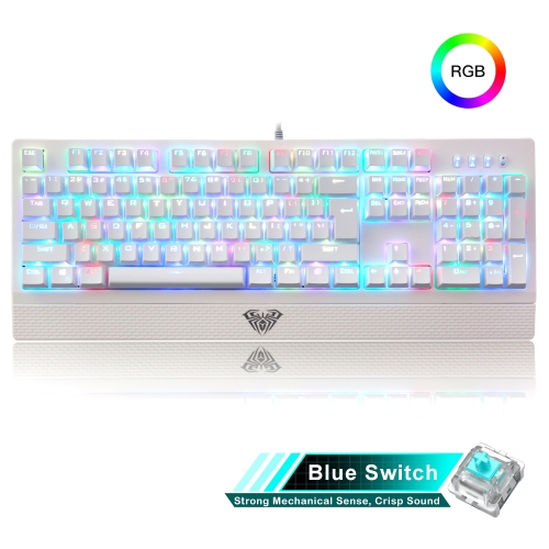 

AULA S2018 Wing Of Liberty 104 Keys USB RGB Light Wired Mechanical Gaming Keyboard,Blue Shaft(White)