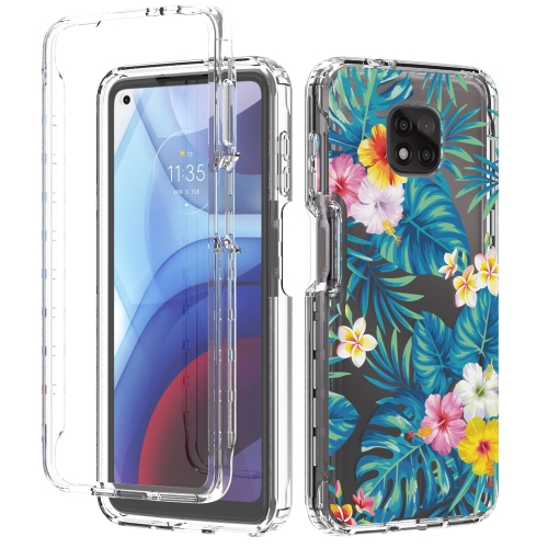 

For Motorola Moto G Power (2021) 2 in 1 High Transparent Painted Shockproof PC + TPU Protective Case(Banana Leaf)