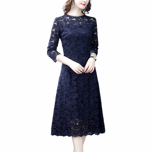 

Elegant and Simple Slim Lace Dress, Size:XXXL(Dark Blue)