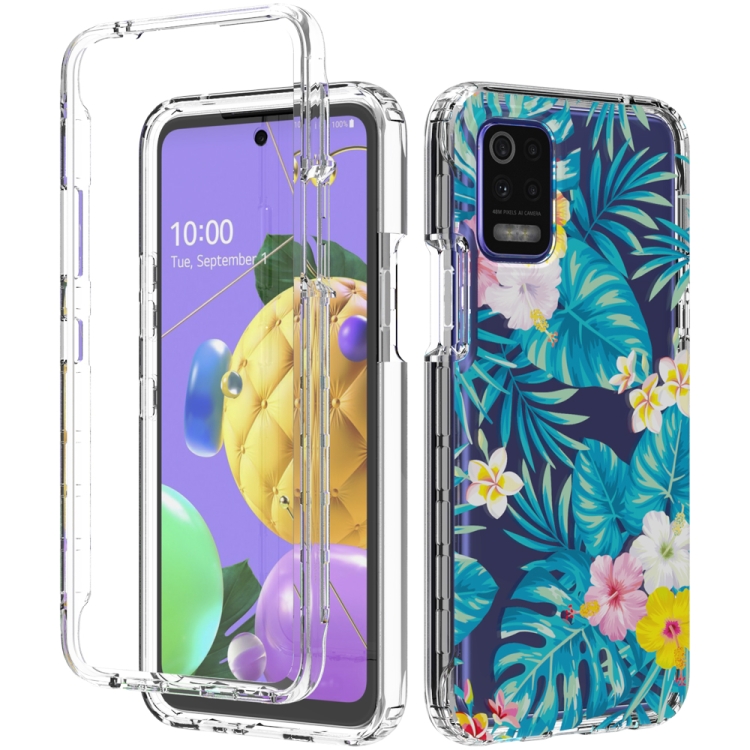 

For LG K52 2 in 1 High Transparent Painted Shockproof PC + TPU Protective Case(Banana Leaf)