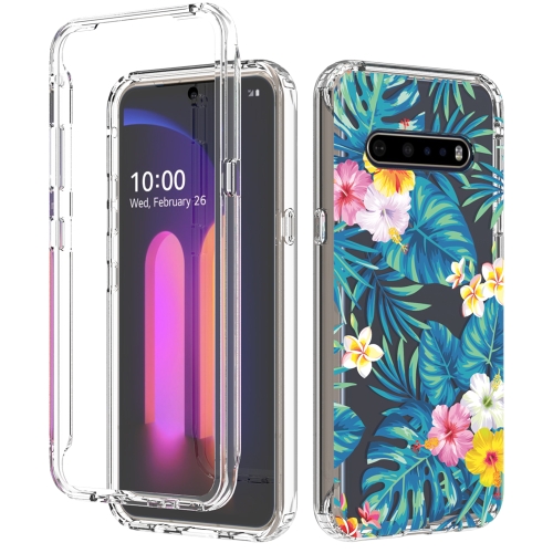 

For LG V60 ThinQ 5G 2 in 1 High Transparent Painted Shockproof PC + TPU Protective Case(Banana Leaf)