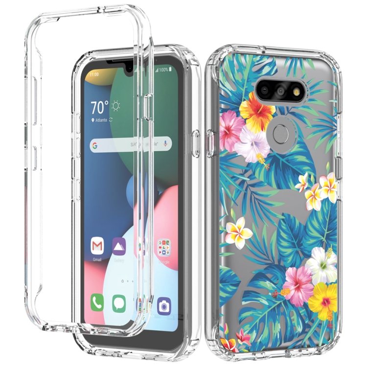 

For LG K31 2 in 1 High Transparent Painted Shockproof PC + TPU Protective Case(Banana Leaf)