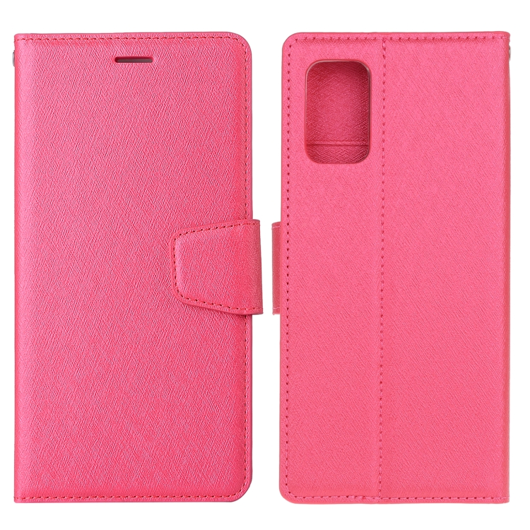 

For Samsung Galaxy A51 Silk Texture Horizontal Flip Leather Case with Holder & Card Slots & Wallet & Photo Frame(Rose Red)