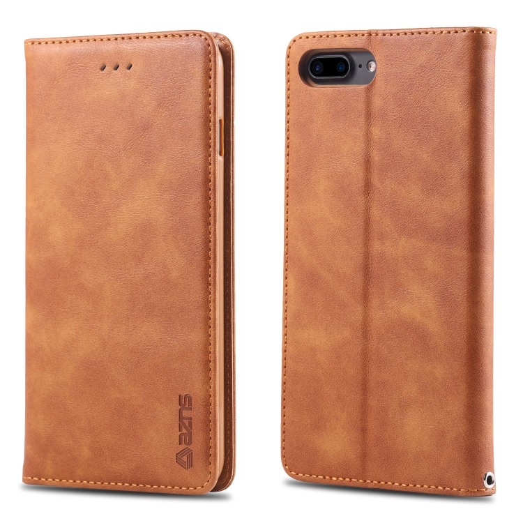 

For iPhone 7 Plus / 8 Plus AZNS Retro Texture Magnetic Horizontal Flip PU Leather Case with Holder & Card Slots & Photo Frame(Yellow)