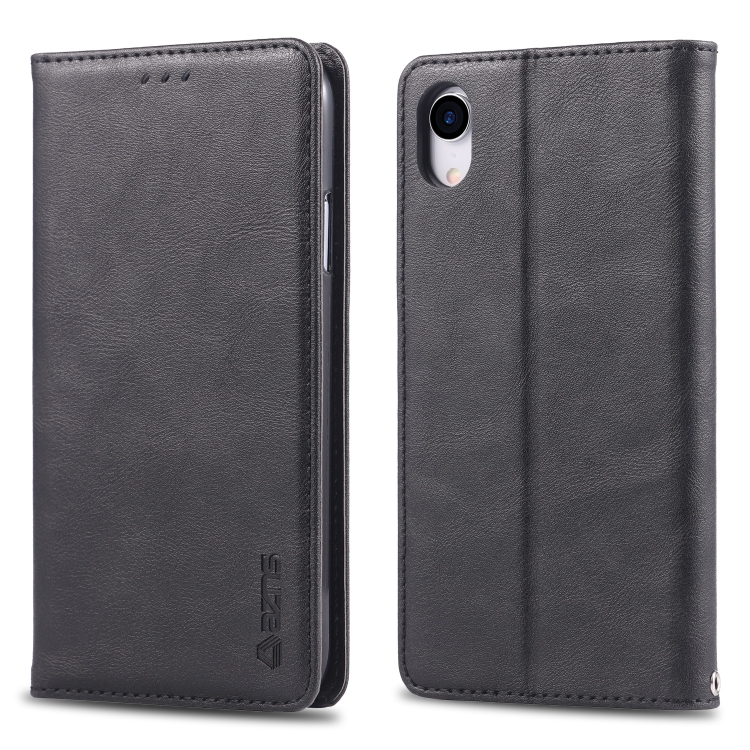 

For iPhone XR AZNS Retro Texture Magnetic Horizontal Flip PU Leather Case with Holder & Card Slots & Photo Frame(Black)