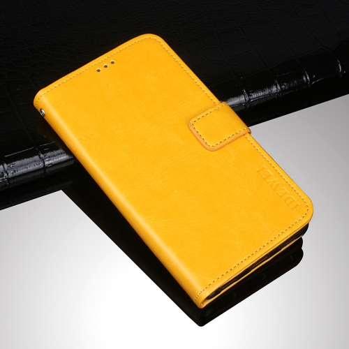 

For TCL 10 5G UW idewei Crazy Horse Texture Horizontal Flip Leather Case with Holder & Card Slots & Wallet(Yellow)