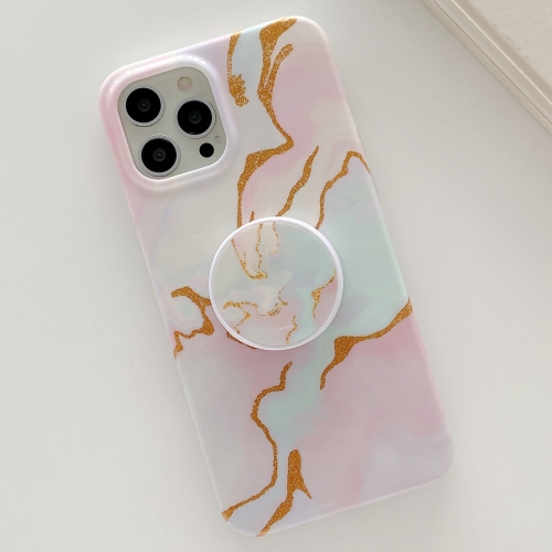 

Golden Powder Dream Color Marble Pattern TPU Protective Case with Foldable Stand For iPhone 11(Colorful)