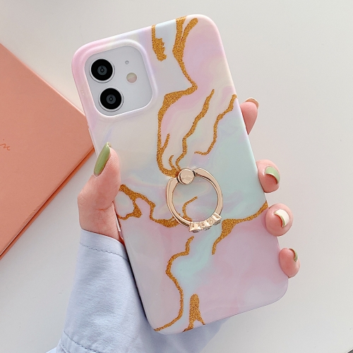 

Golden Powder Dream Color Marble Pattern TPU Protective Case with Ring Stand For iPhone 11 Pro(Colorful)