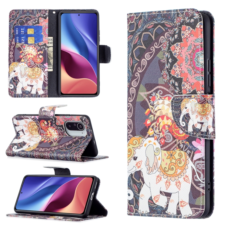 

For Xiaomi Mi 11i / Poco F3 / Redmi K40 Colored Drawing Pattern Horizontal Flip Leather Case with Holder & Card Slots & Wallet(Flowers Elephant)