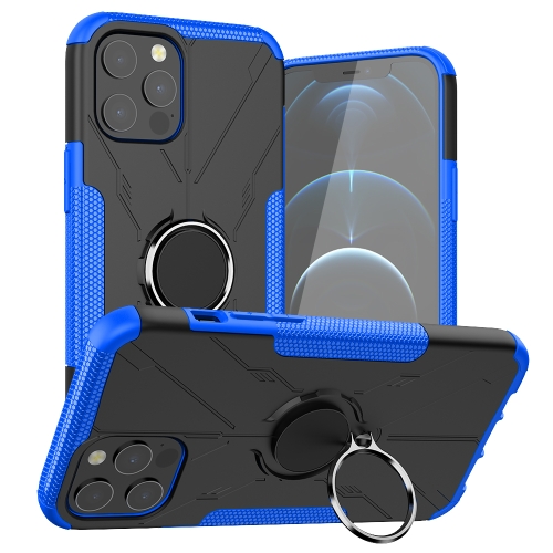 

Machine Armor Bear Shockproof PC + TPU Protective Case with Ring Holder For iPhone 12 Pro Max(Blue)