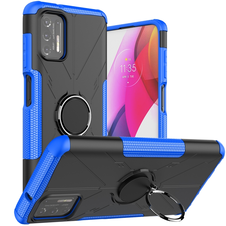 

For Motorola Moto G Stylus (2021) Machine Armor Bear Shockproof PC + TPU Protective Case with Ring Holder(Blue)