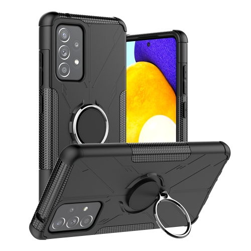 

For Samsung Galaxy A52 5G / 4G Machine Armor Bear Shockproof PC + TPU Protective Case with Ring Holder(Black)