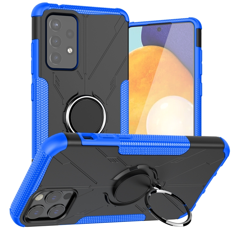 

For Samsung Galaxy A72 5G / 4G Machine Armor Bear Shockproof PC + TPU Protective Case with Ring Holder(Blue)