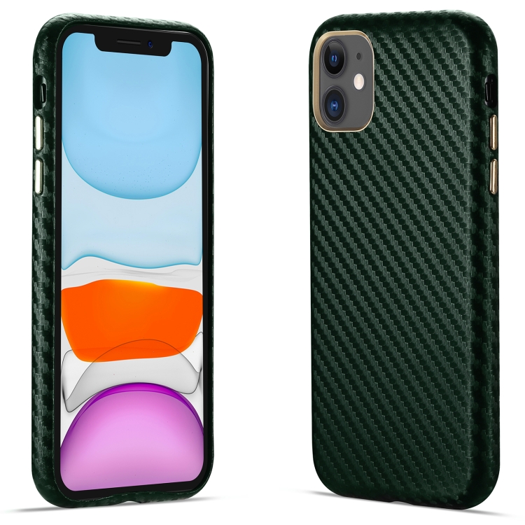 

Carbon Fiber Leather Texture Kevlar Anti-fall Phone Protective Case For iPhone 11(Green)