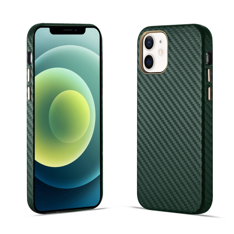 

Carbon Fiber Leather Texture Kevlar Anti-fall Phone Protective Case For iPhone 12 mini(Green)