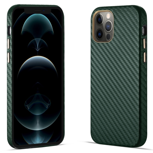 

Carbon Fiber Leather Texture Kevlar Anti-fall Phone Protective Case For iPhone 12 Pro Max(Green)