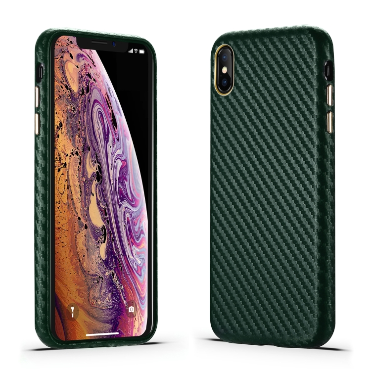 

Carbon Fiber Leather Texture Kevlar Anti-fall Phone Protective Case For iPhone XS Max(Green)