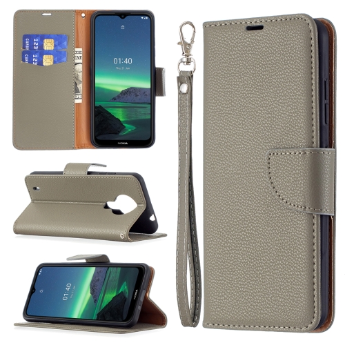 

For Nokia 1.4 Litchi Texture Pure Color Horizontal Flip Leather Case with Holder & Card Slots & Wallet & Lanyard(Grey)