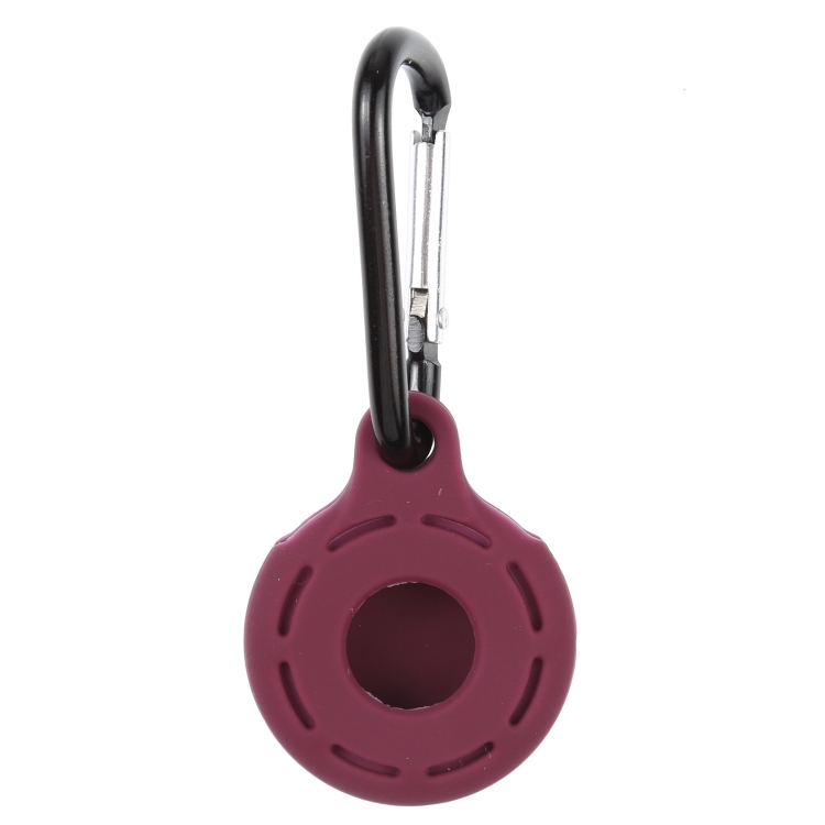 

Silica Gel Hollow Out Anti-scratch Shockproof Protective Cover Soft Case with Keychain Ring Loop For AirTag(Jujube Red)