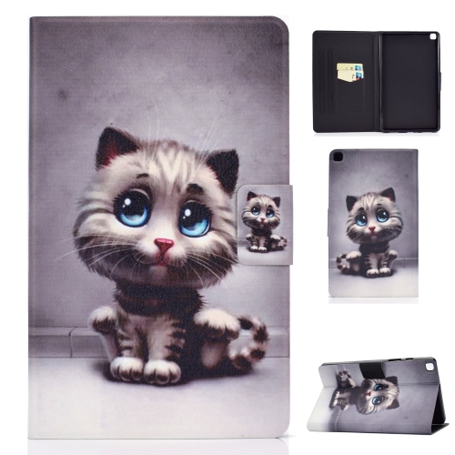 

For Samsung Galaxy Tab A7 Lite 8.7 (2021) T220 / T225 Voltage Texture Colored Drawing Horizontal Flip Leather Case, with Holder & Card Slots(Pet Cat)