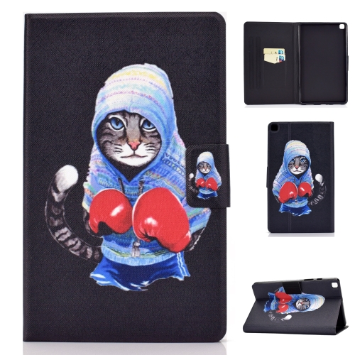 

For Samsung Galaxy Tab A7 Lite 8.7 (2021) T220 / T225 Voltage Texture Colored Drawing Horizontal Flip Leather Case, with Holder & Card Slots(Boxing cat)