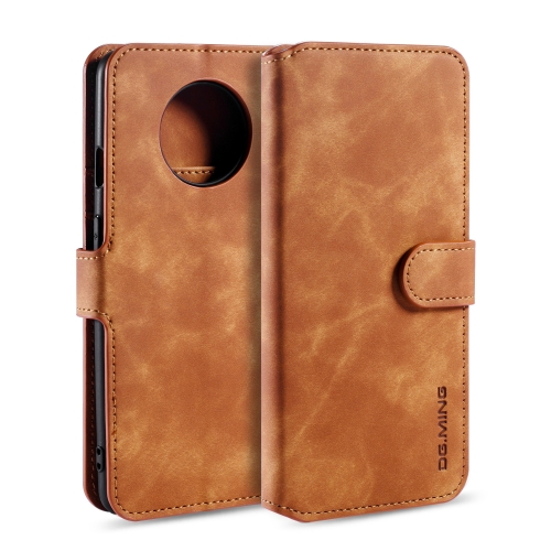 

For OnePlus 7T DG.MING Retro Oil Side Horizontal Flip Case with Holder & Card Slots & Wallet(Brown)