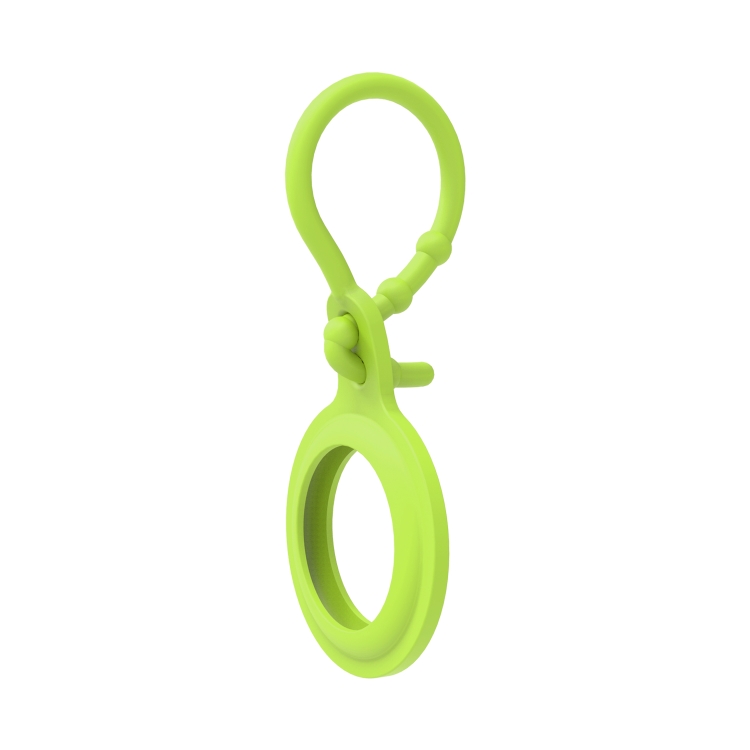 

TPU Anti-scratch Shockproof Protective Cover Soft Case with Keychain Ring Loop For AirTag(Lime)