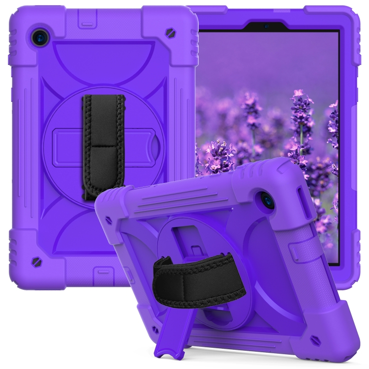 

For Lenovo Tab M10 Plus 10.3 Shockproof PC + Silicone Combination Case with Holder & Hand Strap & Shoulder Strap(Purple)
