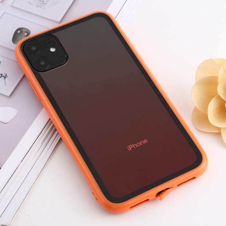 

For iPhone 11 shockproof Imitation Glass Gradient Color TPU + Acrylic Case(Orange)