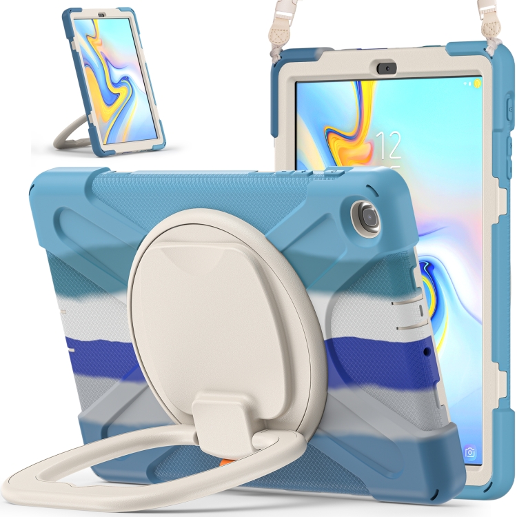 

Silicone + PC Protective Case with Holder & Shoulder Strap For Samsung Tab A 10.1 (2019) T510/T515(Colorful Blue)