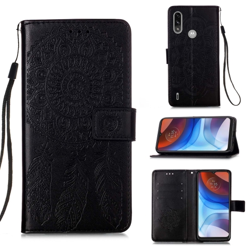 

For Motorola Moto E7 Power Dream Catcher Printing Horizontal Flip Leather Case with Holder & Card Slots & Wallet & Lanyard(Black)