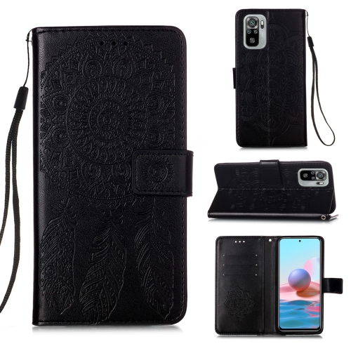 

For Xiaomi Redmi Note 10S / Note 10 4G Dream Catcher Printing Horizontal Flip Leather Case with Holder & Card Slots & Wallet & Lanyard(Black)