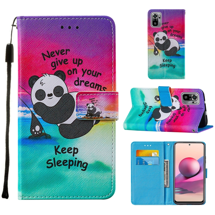 

For Xiaomi Redmi Note 10S / Note 10 4G Cross Texture Painting Pattern Horizontal Flip Leather Case with Holder & Card Slots & Wallet & Lanyard(Sleeping Panda)