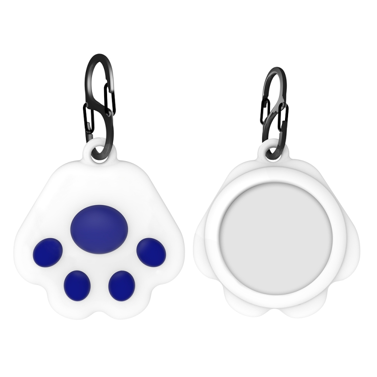 

Q18 Cute Cat Paw Silicone Shockproof Protective Cover Soft Case with Carabiner For AirTag(Blue)