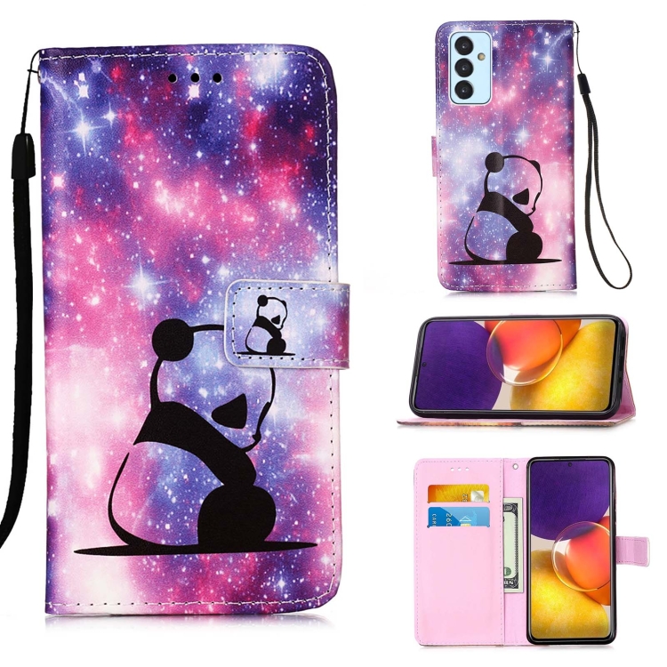 

For Samsung Galaxy A82 5G Colored Drawing Pattern Plain Weave Horizontal Flip Leather Case with Holder & Card Slot & Wallet & Lanyard(Baby Panda)