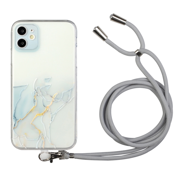 

Hollow Marble Pattern TPU Shockproof Protective Case with Neck Strap Rope For iPhone 11(Grey)
