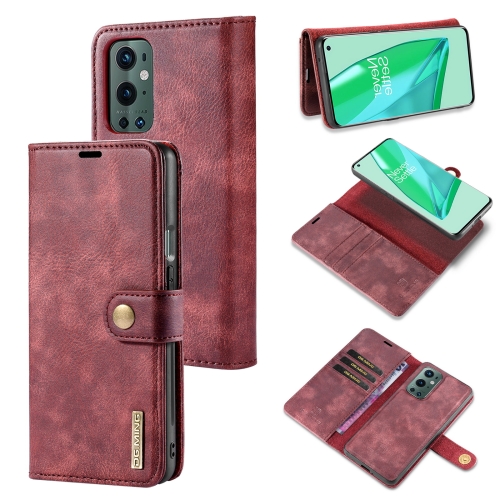 

For OnePlus 9 Pro DG.MING Crazy Horse Texture Flip Detachable Magnetic Leather Case with Holder & Card Slots & Wallet(Red)