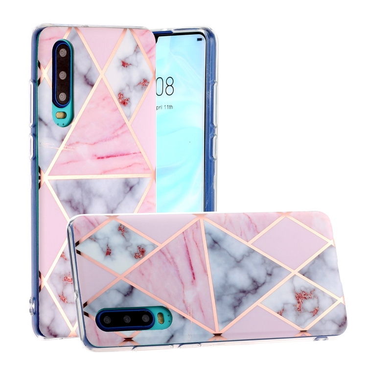

For Huawei P30 Hot Stamping Geometric Marble IMD Craft TPU Protective Case(Rhombus)