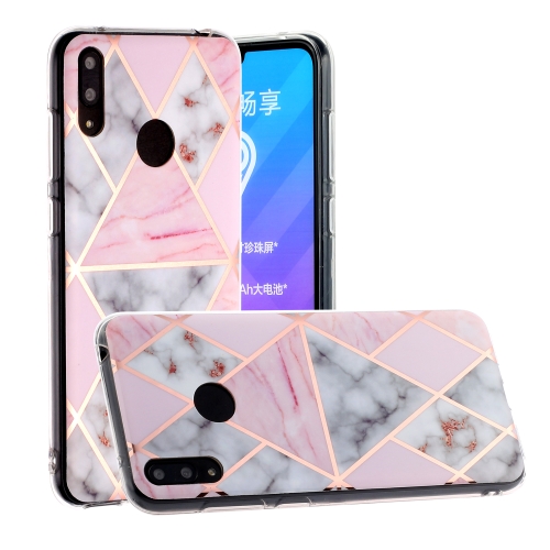 

For Huawei Y6 (2019) Hot Stamping Geometric Marble IMD Craft TPU Protective Case(Rhombus)