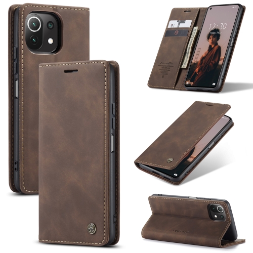 

For Xiaomi Mi 11 Lite CaseMe 013 Multifunctional Horizontal Flip Leather Case, with Card Slot & Holder & Wallet(Coffee)