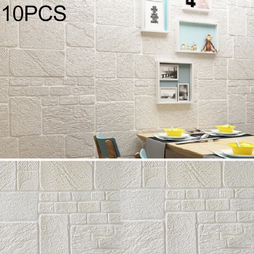 

10 PCS Creative 3D Brick Pattern Wall Stickers Wallpaper Decoration, Size: 70 x 70cm(White)